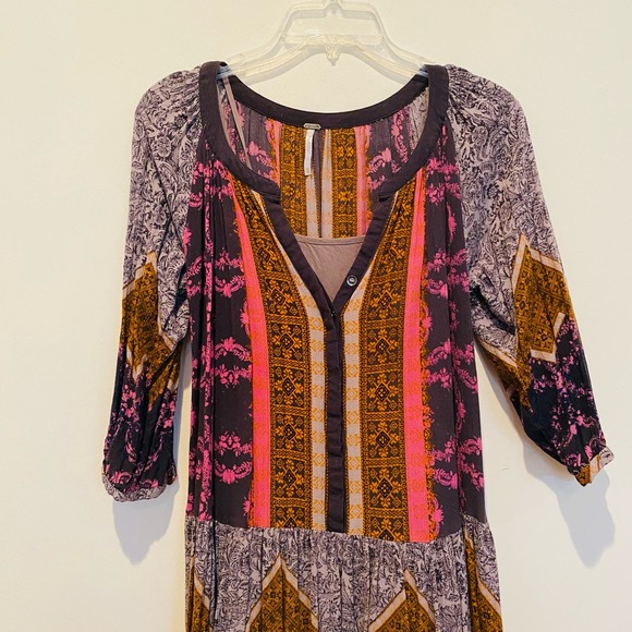 Free People Portobello Road Boho Hippie Tunic Cold Shoulder Dress Size XS - Picture 5 of 11